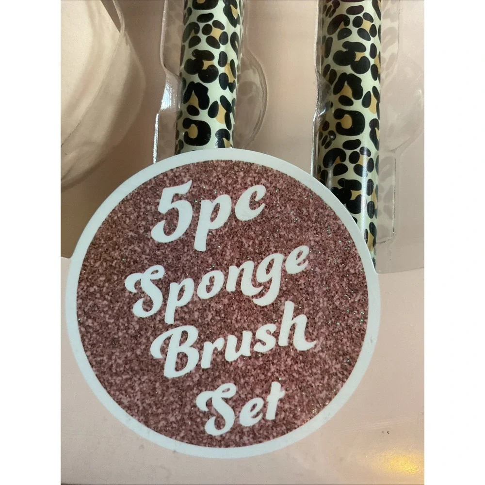 Brand New Studio Selection 5pc~Sponge Brush Set~Leopard Print/ Rose Gold Gift